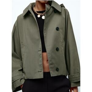 Zara Olive Green Cropped Jacket